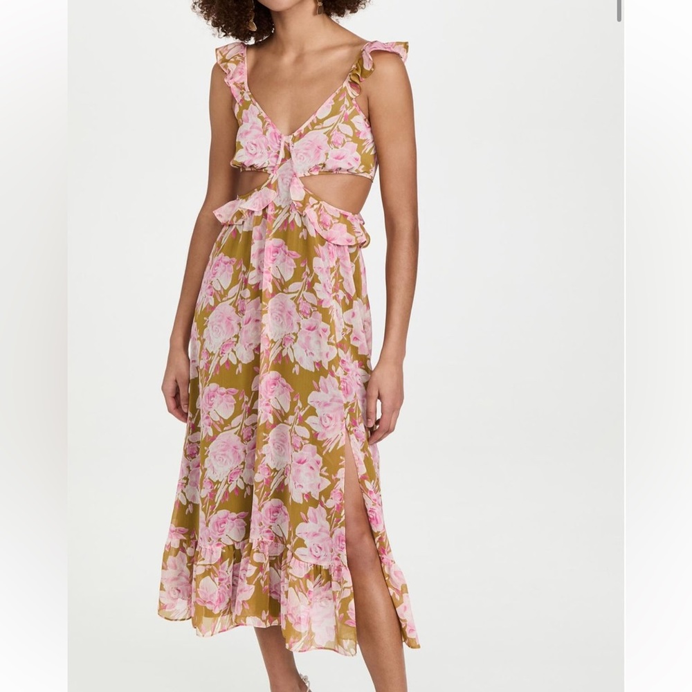 Floral midi dress with cutouts